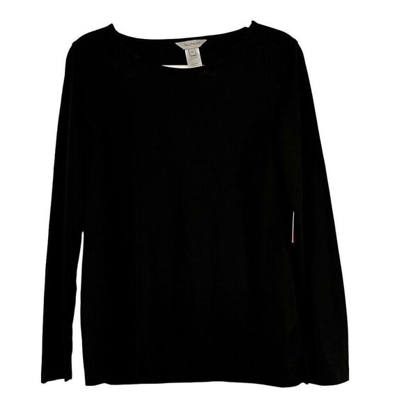 NWT Multiples Black long Sleeve Tee Shirt Small - Picture 1 of 12